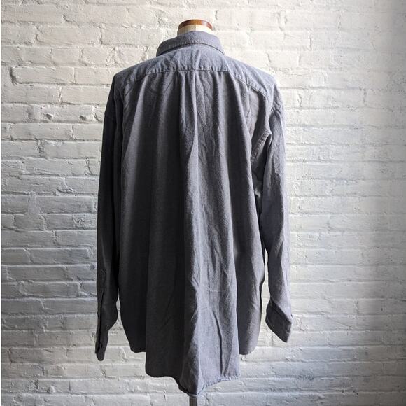Y2K Vintage Oversize Minimalist Grey Flannel Boyfriend Light Academia Grunge Top - Picture 5 of 7